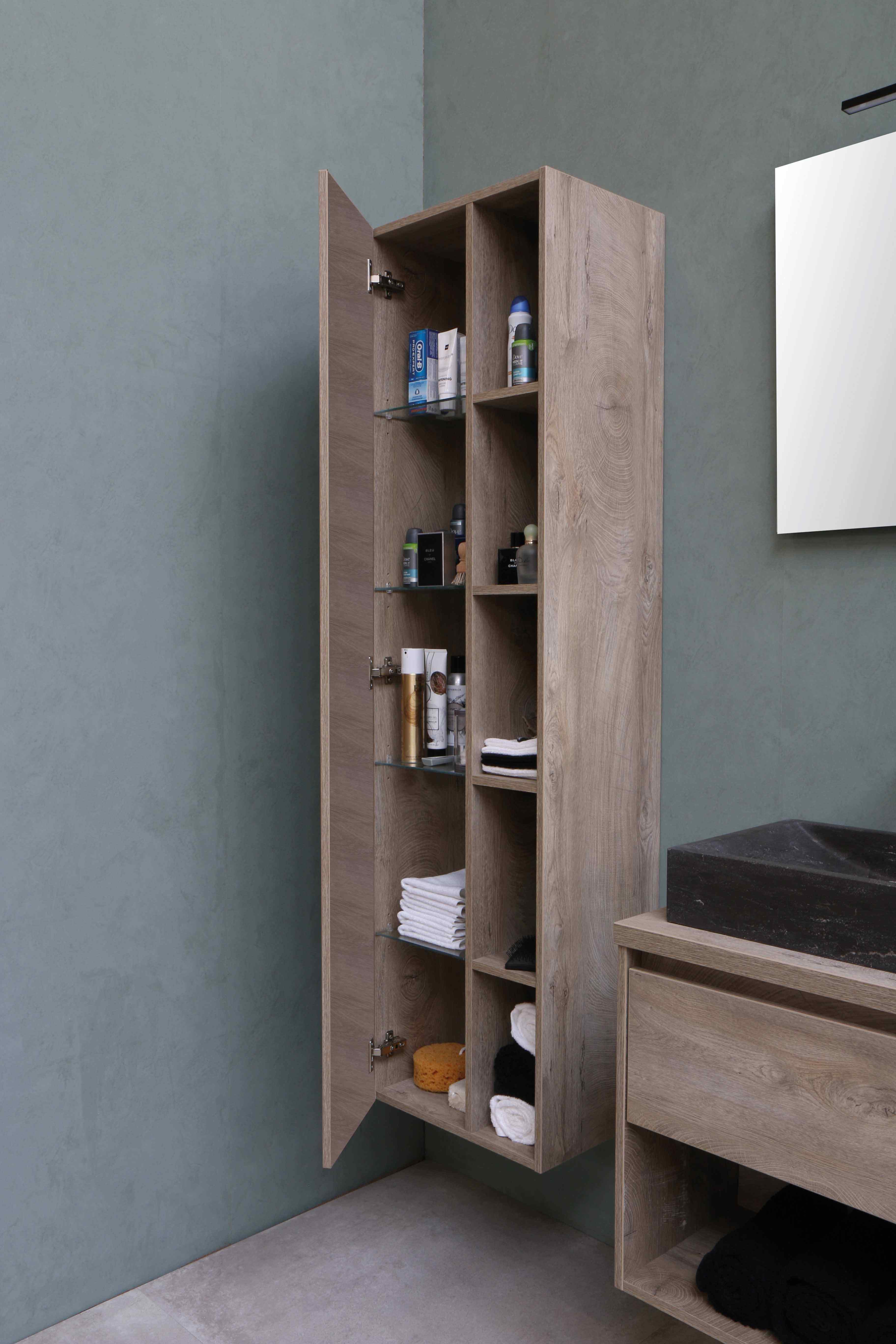 Modern cabinet in green bathroom