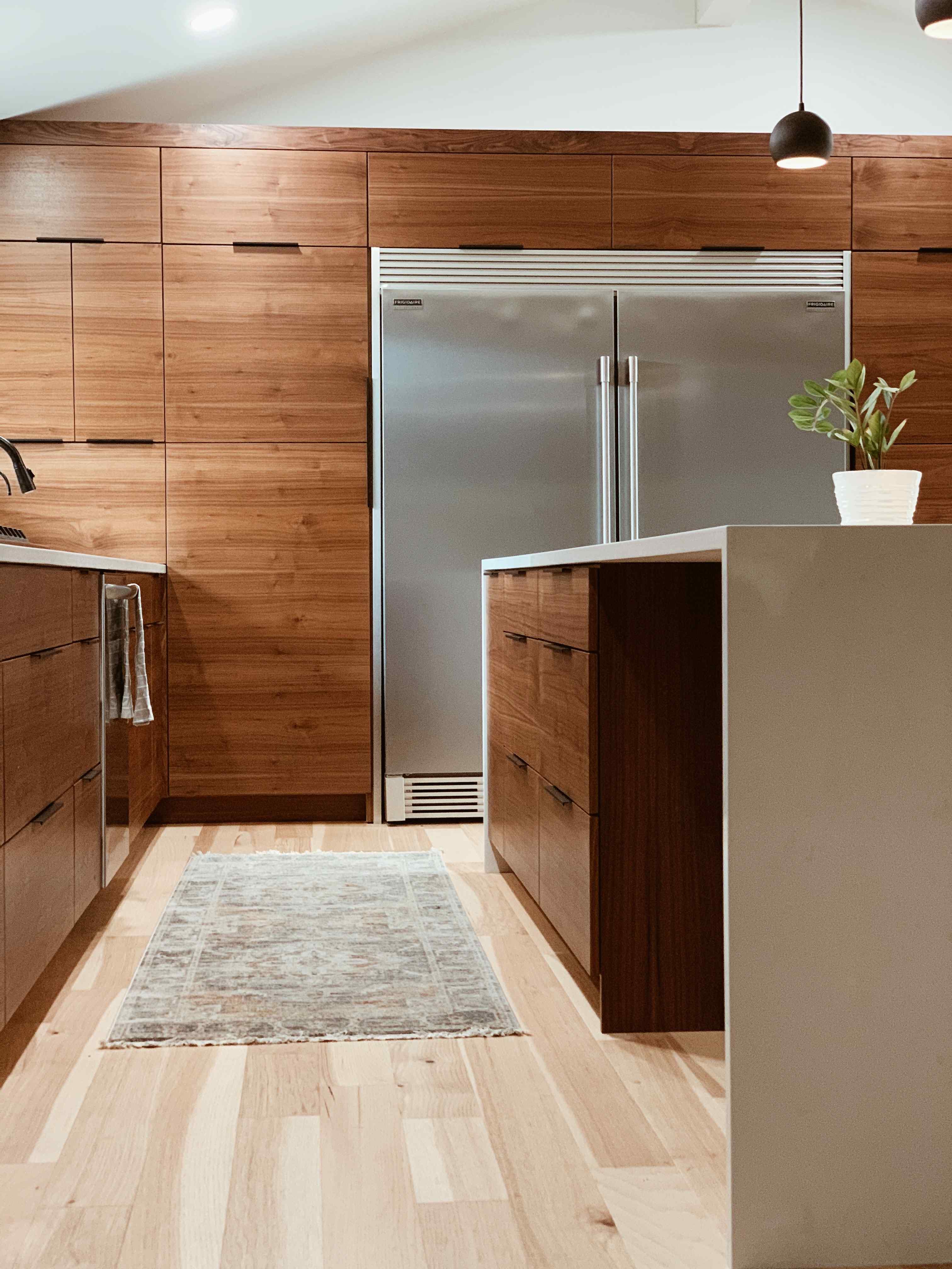 Modern kitchen with sleek wooden cabinets